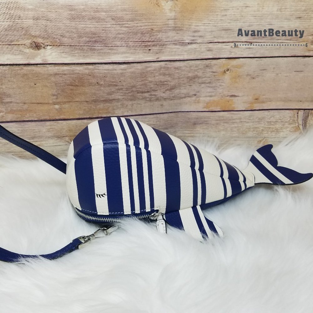 Kate Spade Whale Striped Blue Crossbody Shore Bag - Picture 2 of 15